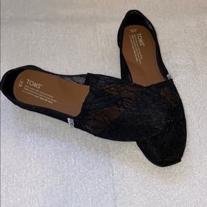 TOMS Black Lace Slip On